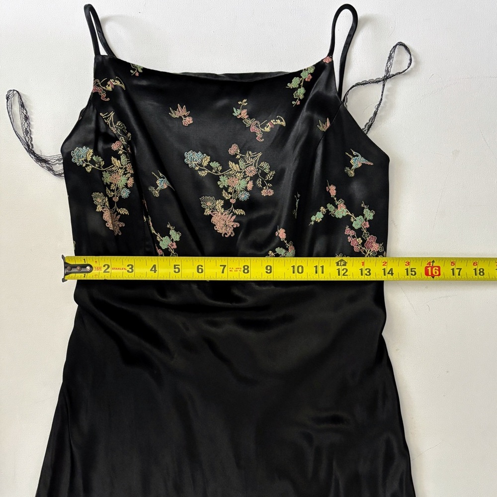 Y2K vintage satin oriental Asian lace up black dress party sz S/M - Picture 13 of 15